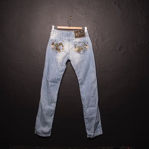 Just Cavalli Light Blue Embellished Boot Cut Jeans
